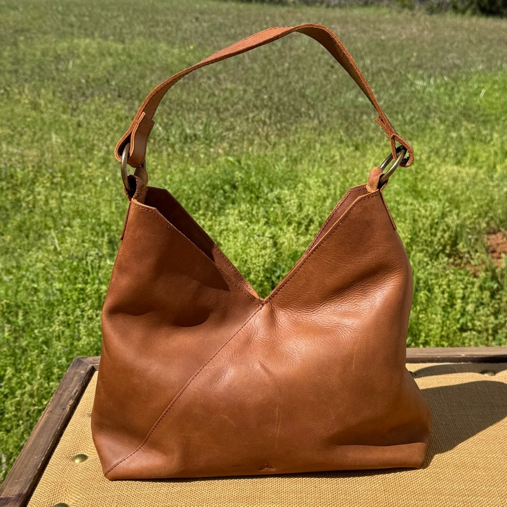 ABLE Salome Leather Hobo Bag Brown Handmade Ethiopia Slouchy Boho Shoulder - Picture 2 of 14